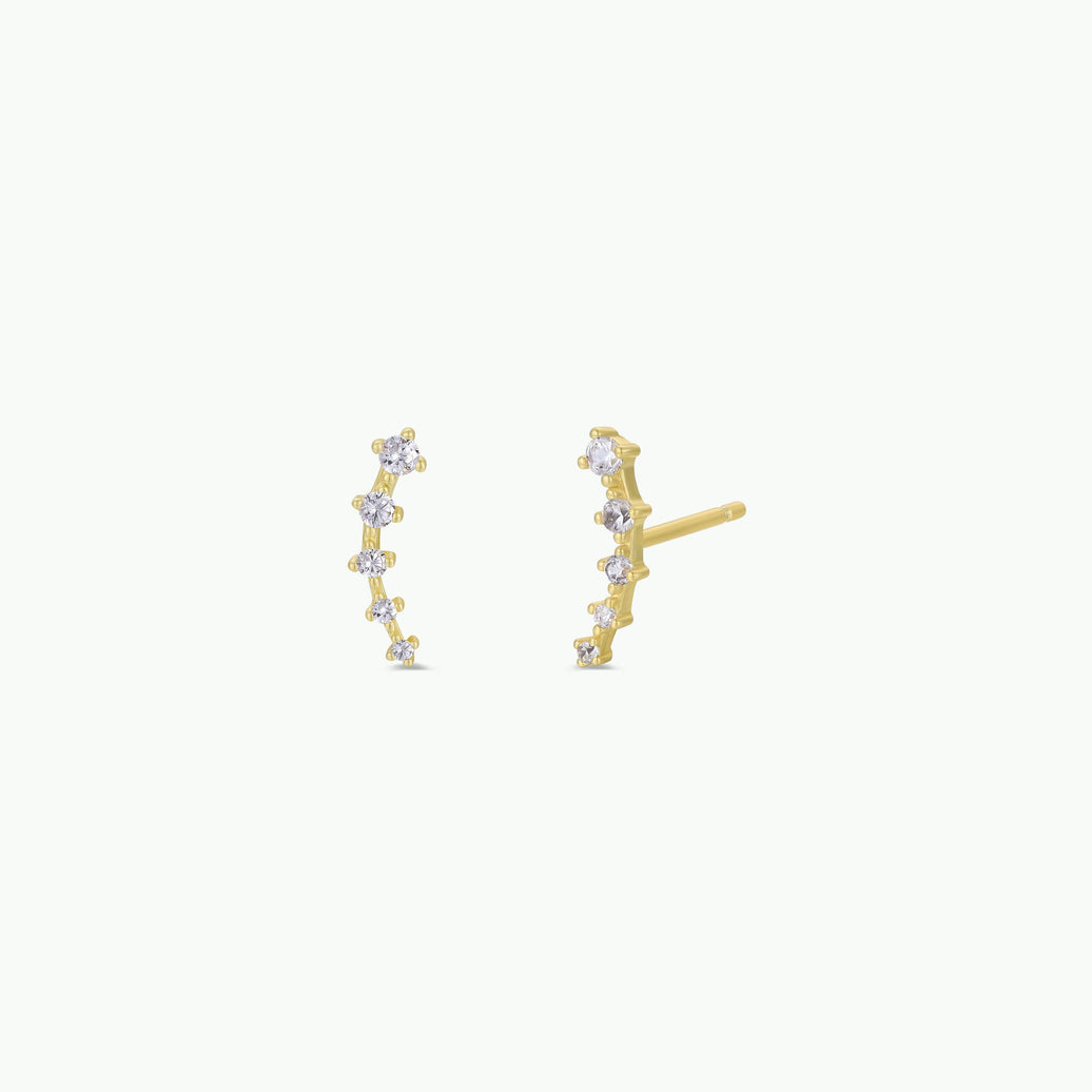 Crawler - White CZ - Gold Earrings
