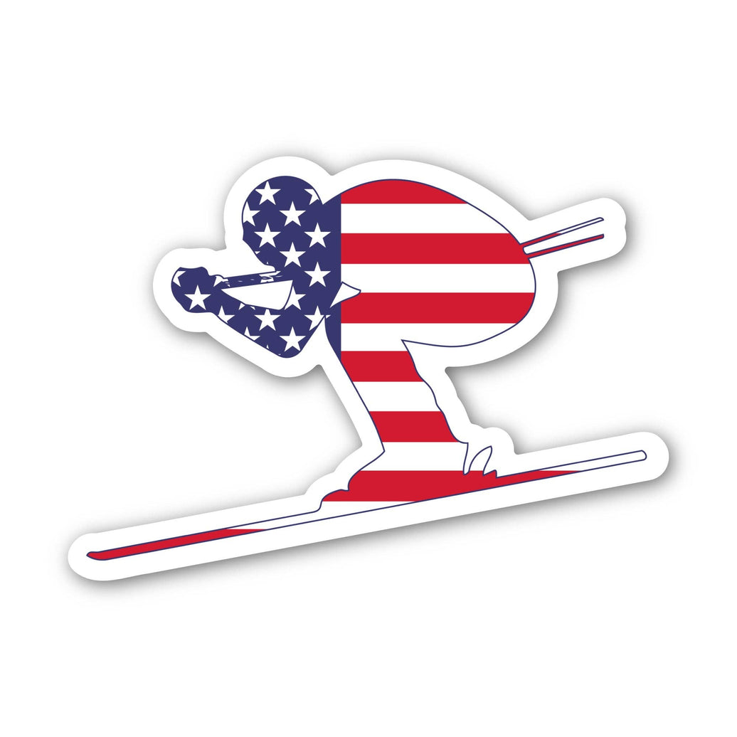 Skiing USA Flag Sport Sticker (Winter Olympics)