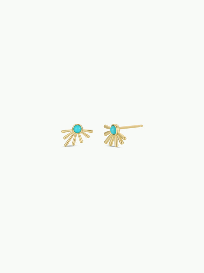 Sun Ray - Turquoise - Gold Earrings