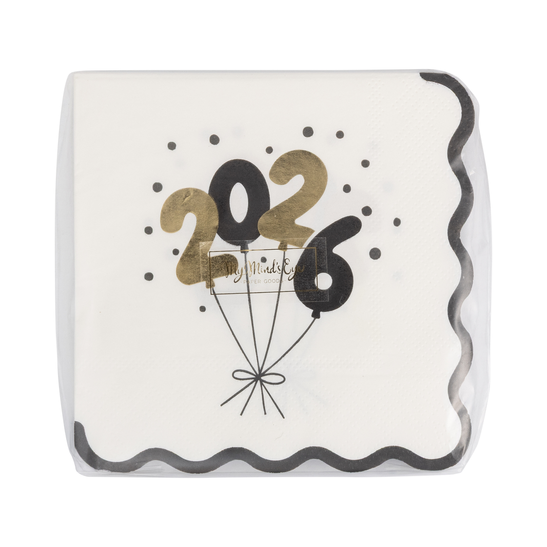 2026 Foil Balloons Cocktail Napkin - 18CT