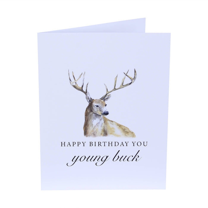 Happy Birthday Young Buck Funny Deer Greeting Card