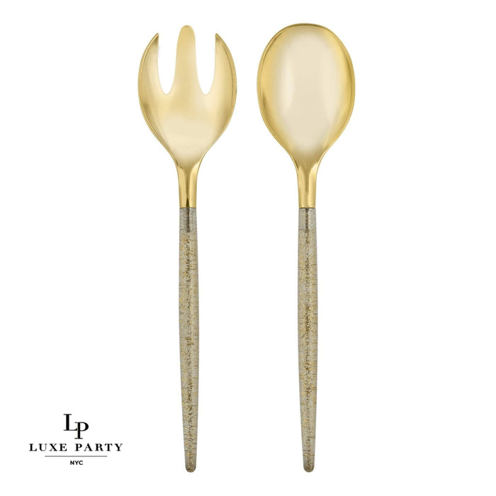 Gold Glitter Plastic Serving Fork • Spoon Set