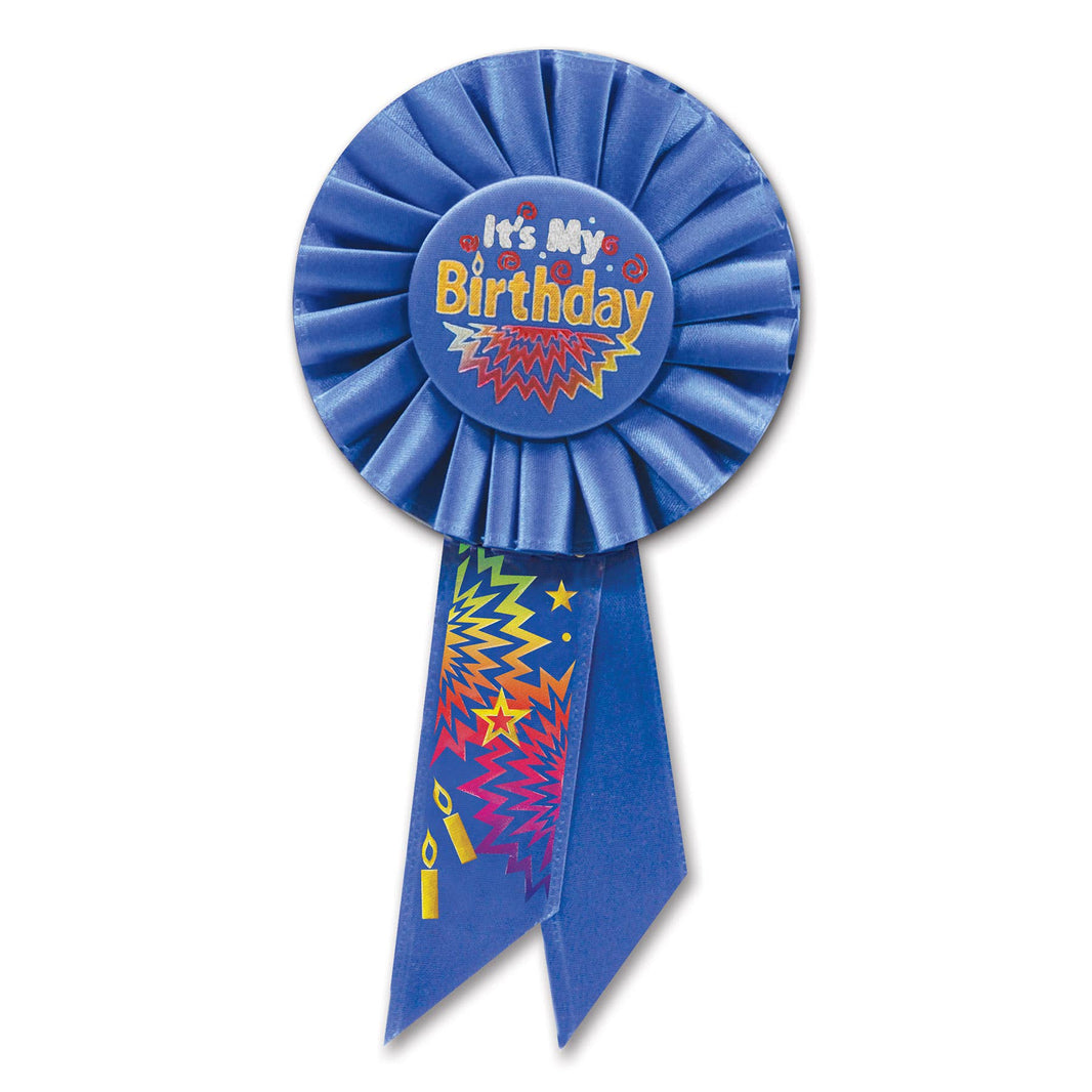 Blue It's My Birthday Rosette