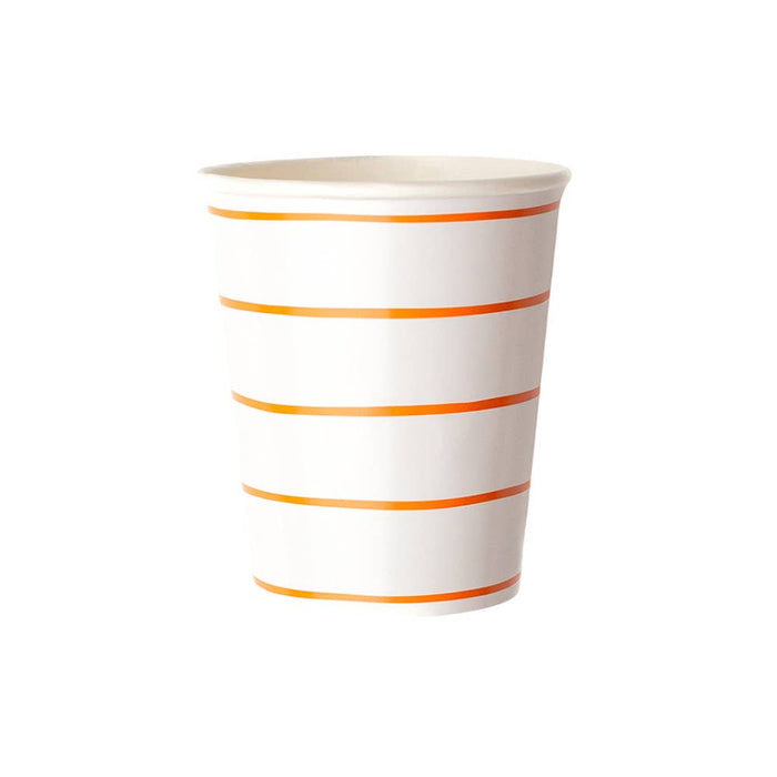 Frenchie Clementine Orange Striped 9 oz Cups 8CT