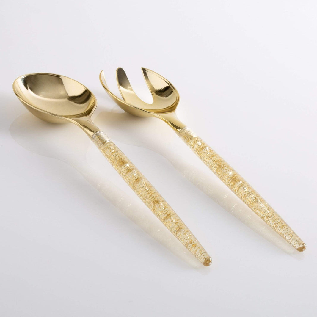 Gold Glitter Plastic Serving Fork • Spoon Set