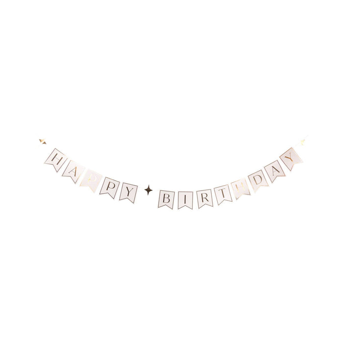 Gold and White Happy Birthday Banner