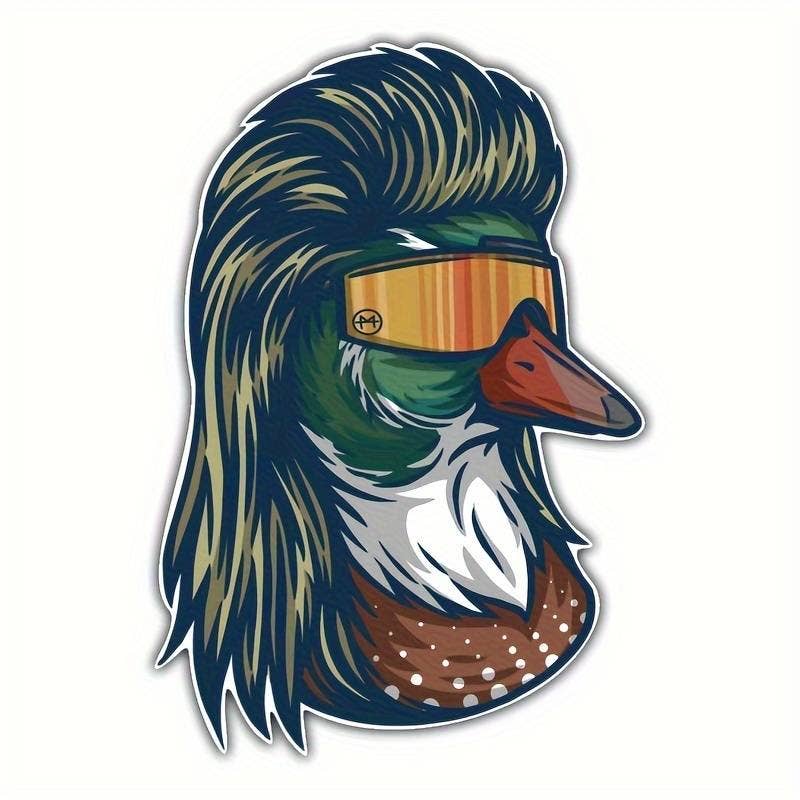 Duck With a Mullet Waterproof Sticker