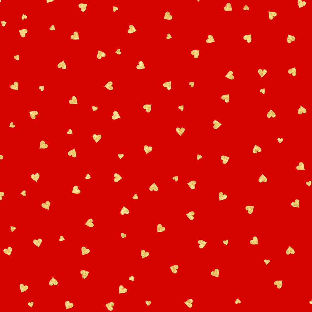 Gold Red Hearts Gift Wrap Roll