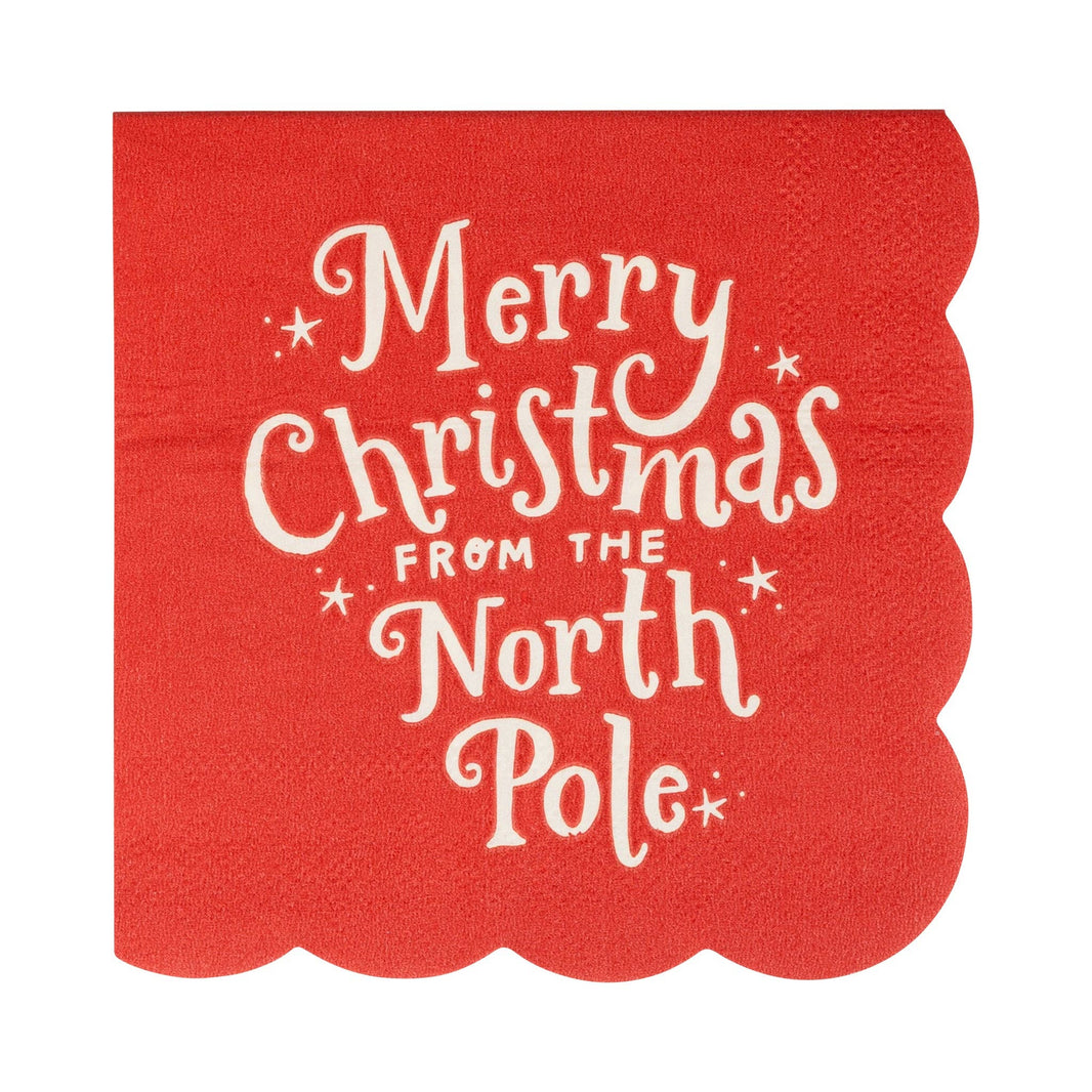 Merry Christmas North Pole Cocktail Napkins - 24CT