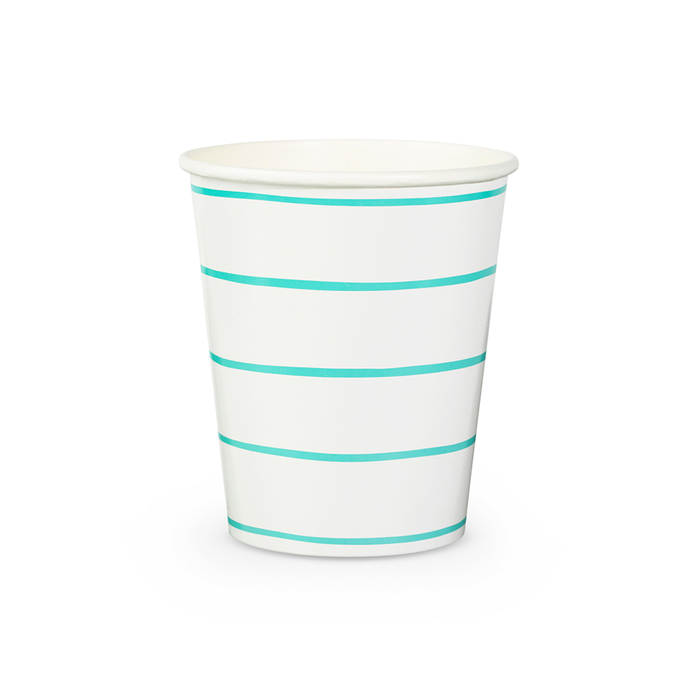 Frenchie Clover Green Striped 9 oz Cups 8CT
