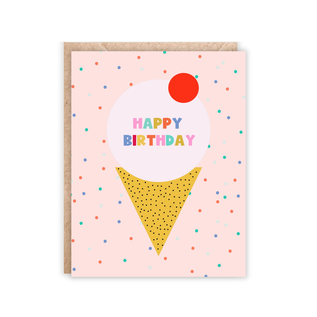 Ice Cream Cone Happy Birthday Card
