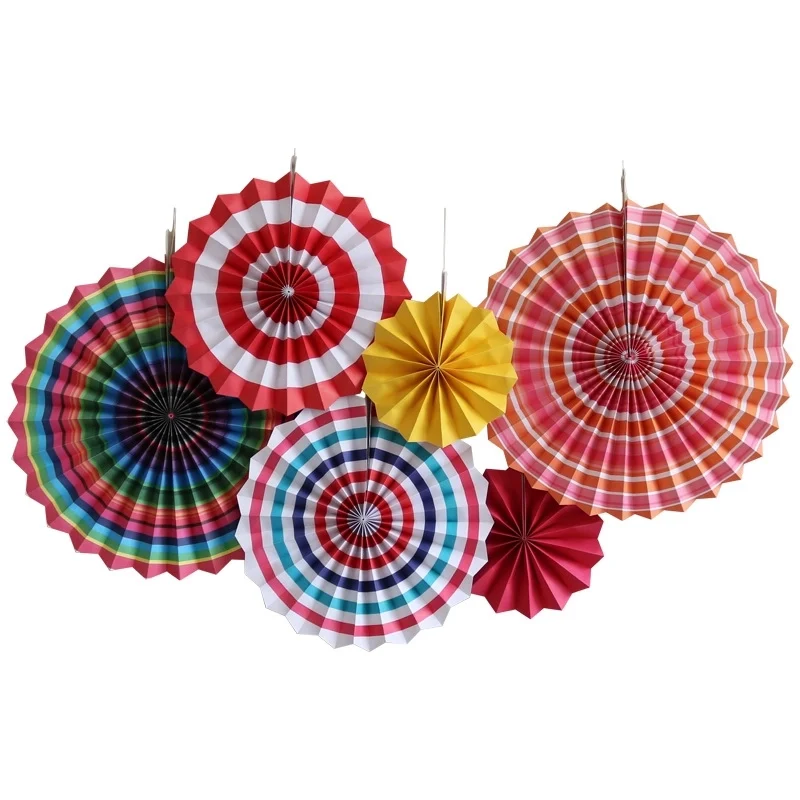 Bright Paper Fans - 6 Pieces