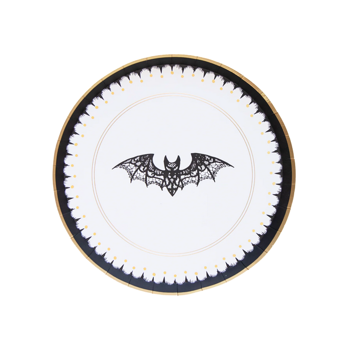 Elegant Halloween Dessert Lacy Bat Plates 8CT