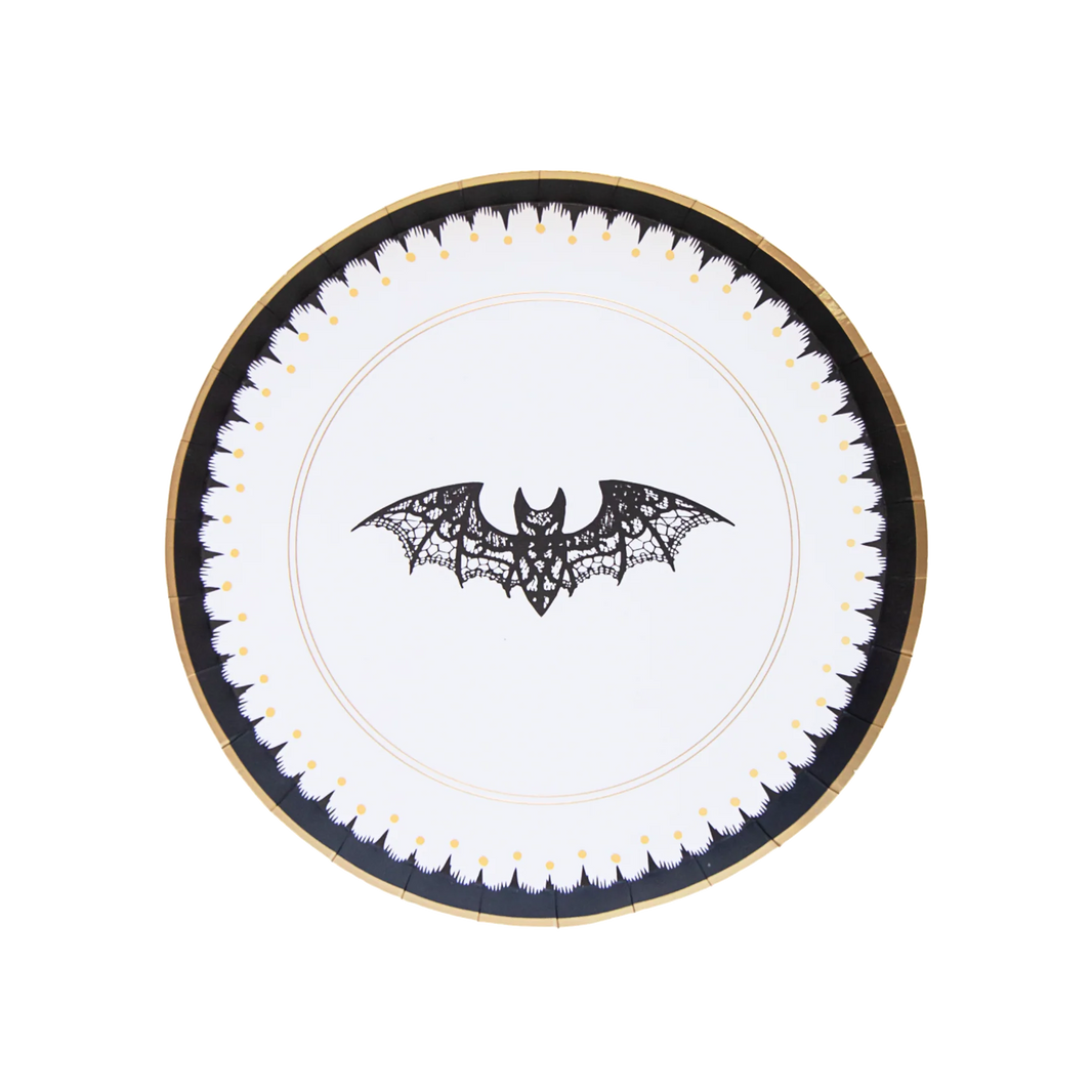Elegant Halloween Dessert Lacy Bat Plates 8CT