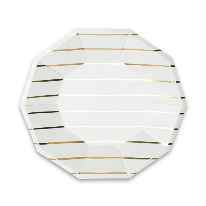Frenchie Gold Metallic Striped Large Plates 8CT