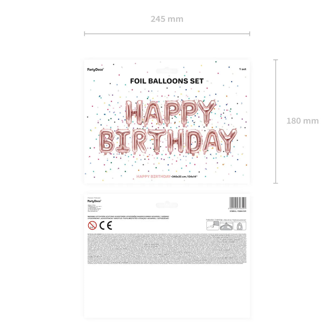Rose Gold Happy Birthday Foil Balloon Banner