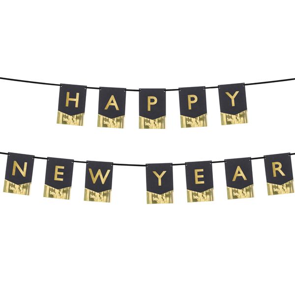 Happy New Year Banner - Gold and Black