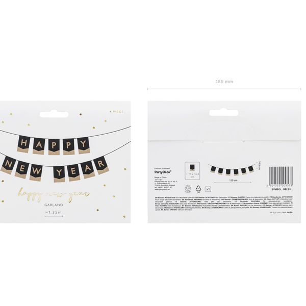 Happy New Year Banner - Gold and Black