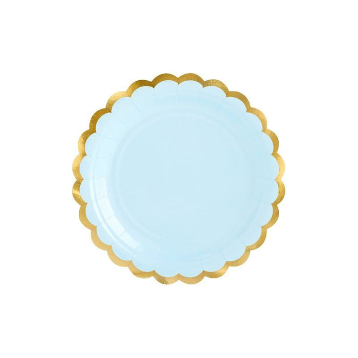 Scalloped Blue & Gold Plates 6CT