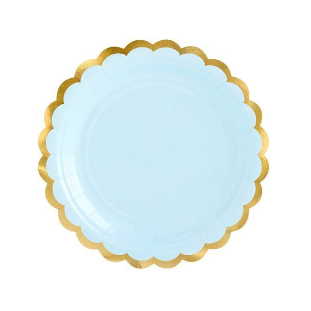 Scalloped Blue & Gold Plates 6CT