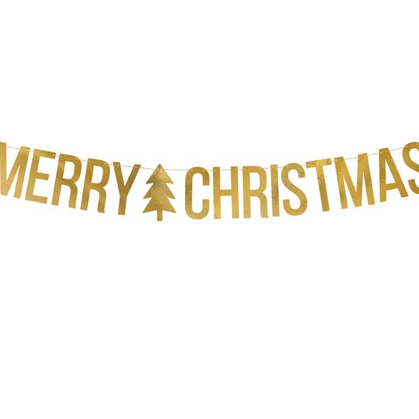 Gold Merry Christmas Banner