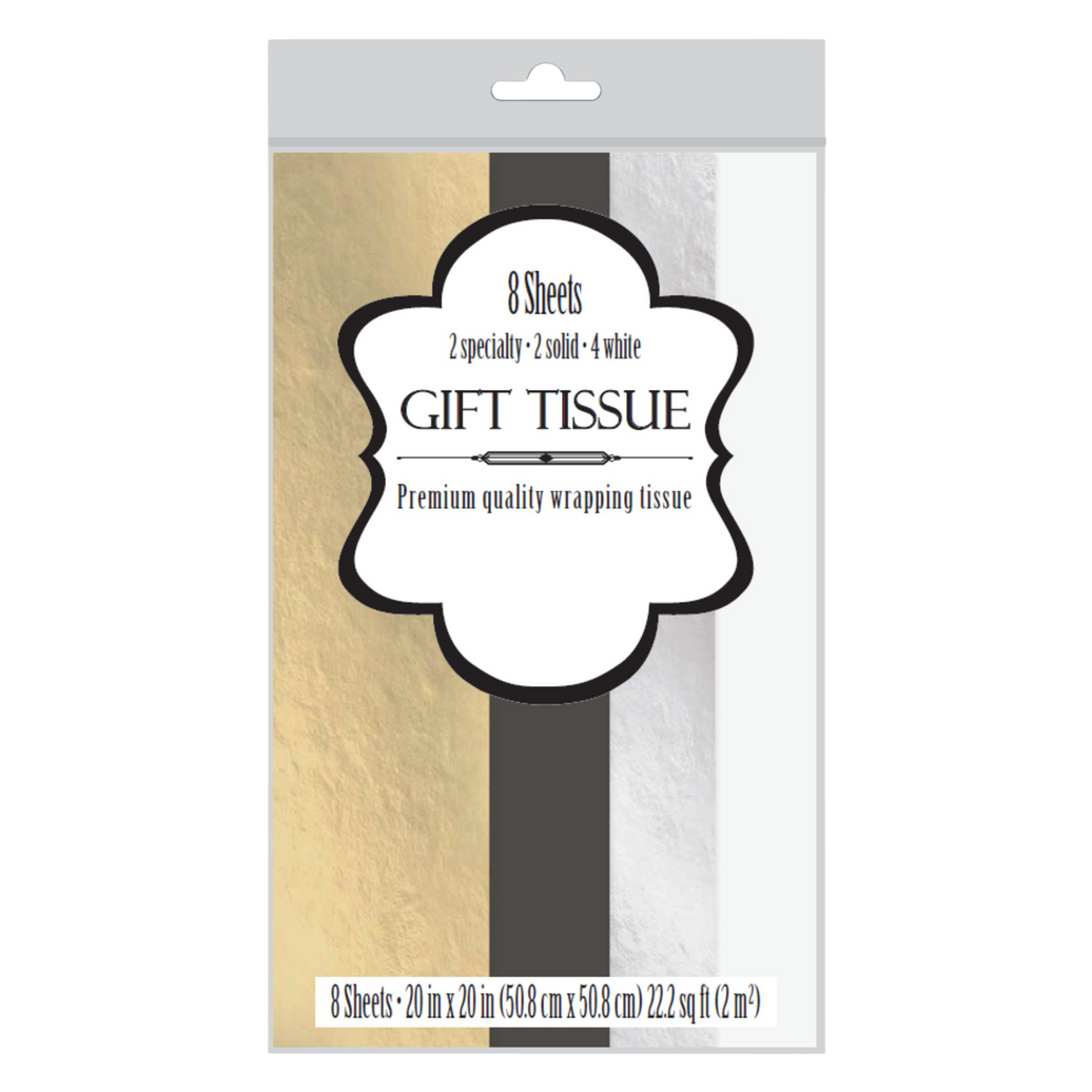 Assorted Metallic Tissue - 8 Sheets