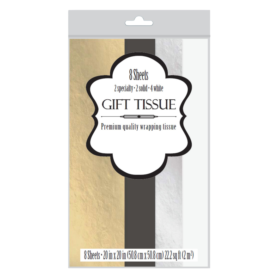 Assorted Metallic Tissue - 8 Sheets
