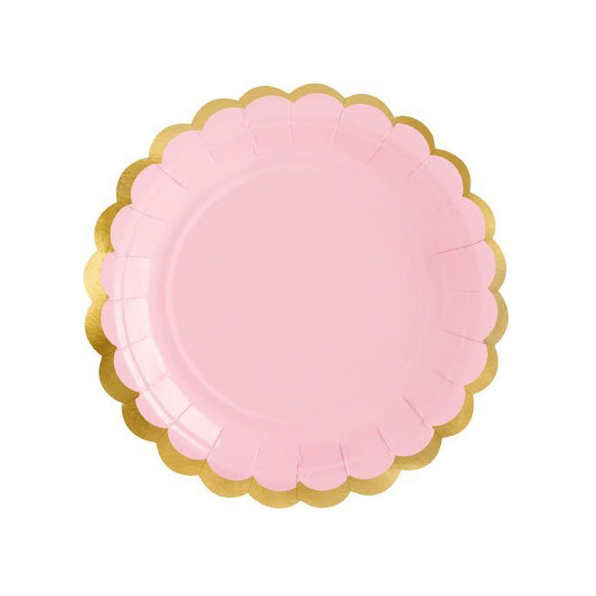 Scalloped Pink and Gold Plates 6CT