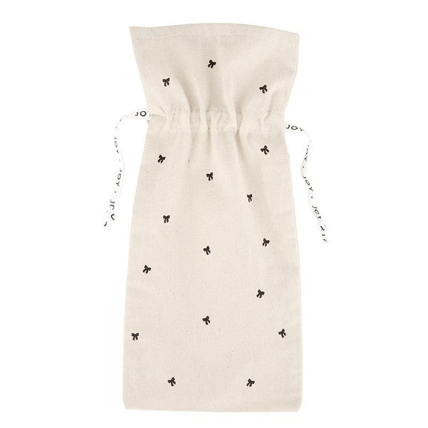 Canvas Wine Bag with Black Bows