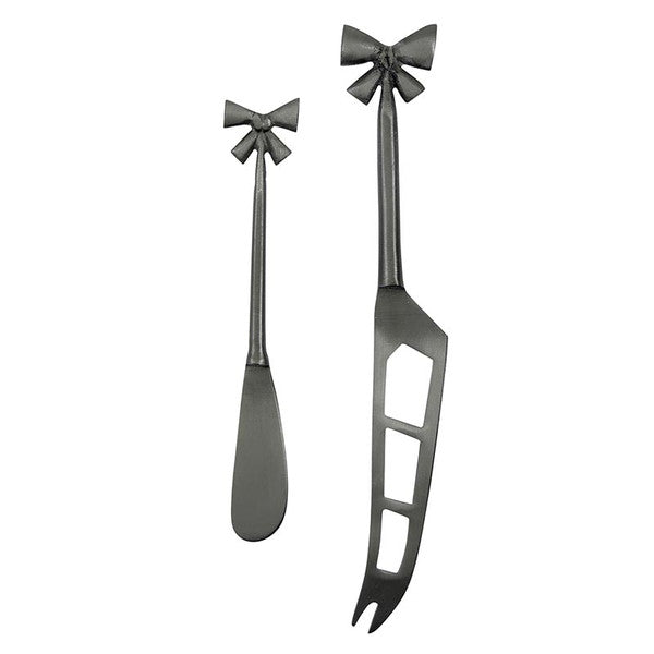Gun Metal Bow Charcuterie Essentials Cheese Knives - Set of 2