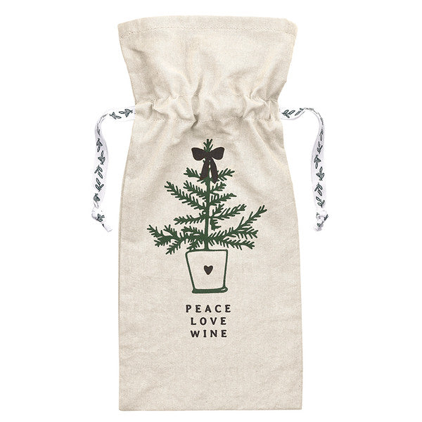 Peace, Love, Wine - Canvas Wine Bag