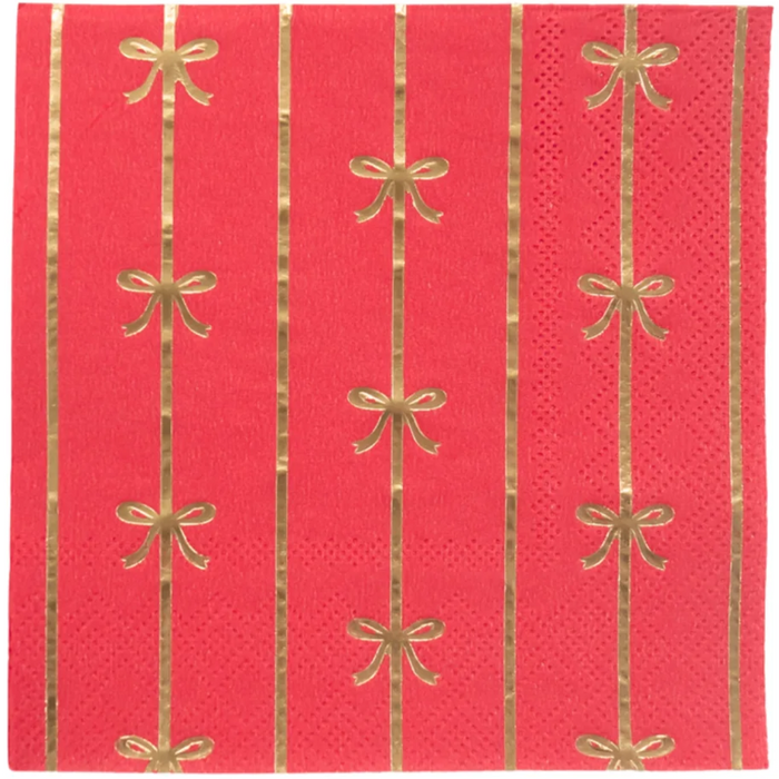 Cherry Red Signature Bow Cocktail Napkins 20CT