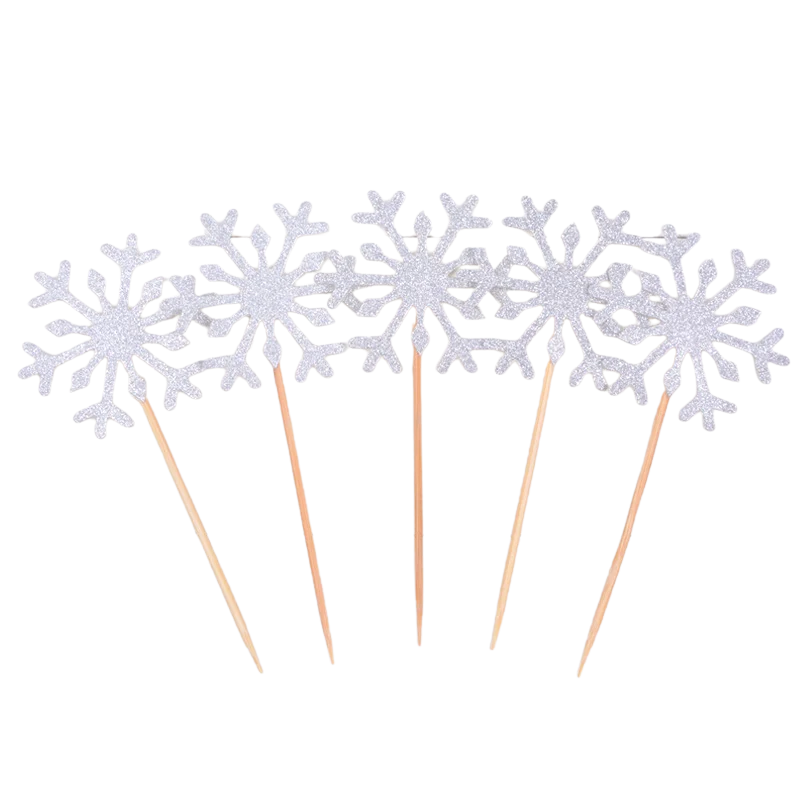 Silver Snowflake Toppers 10CT
