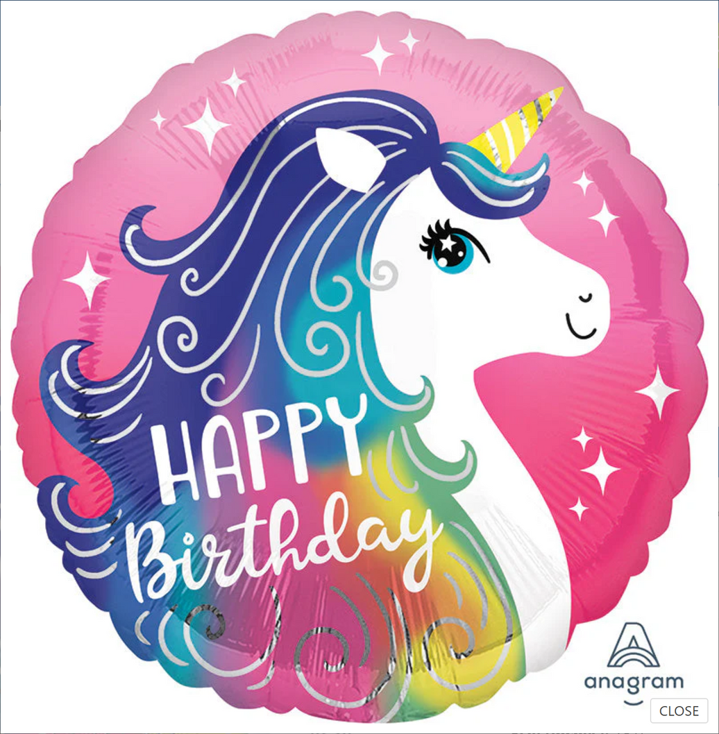18" Pink Unicorn Happy Birthday Foil Balloon