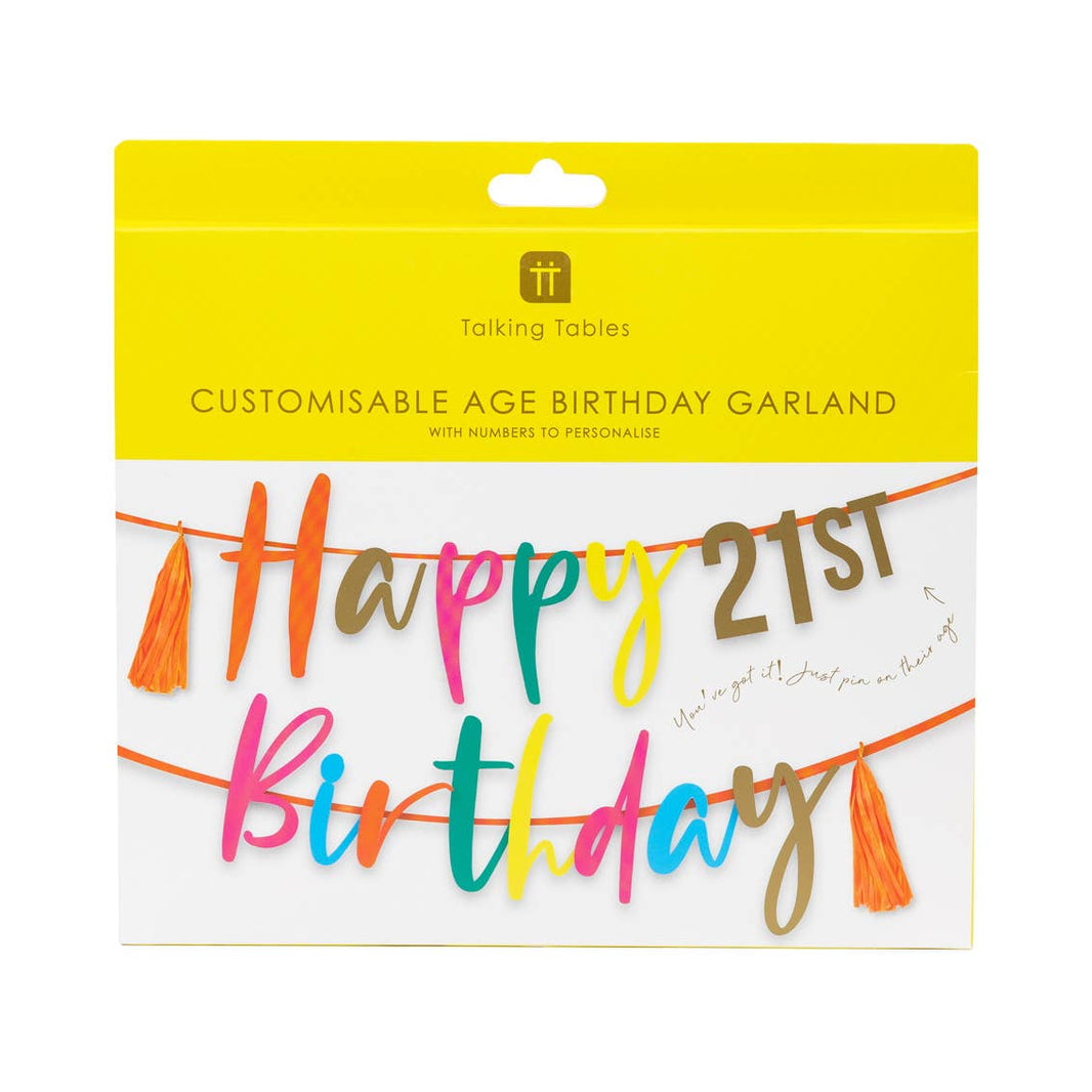 Customizable Age Birthday Garland | Happy Birthday Banner |