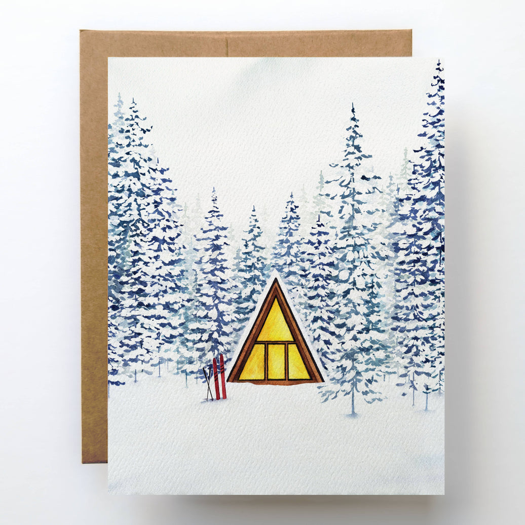 Snowy Cabin Greeting Card