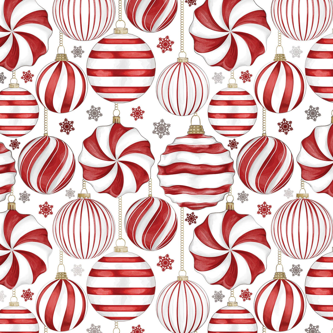 Red & White Ornaments Gift Wrap Roll
