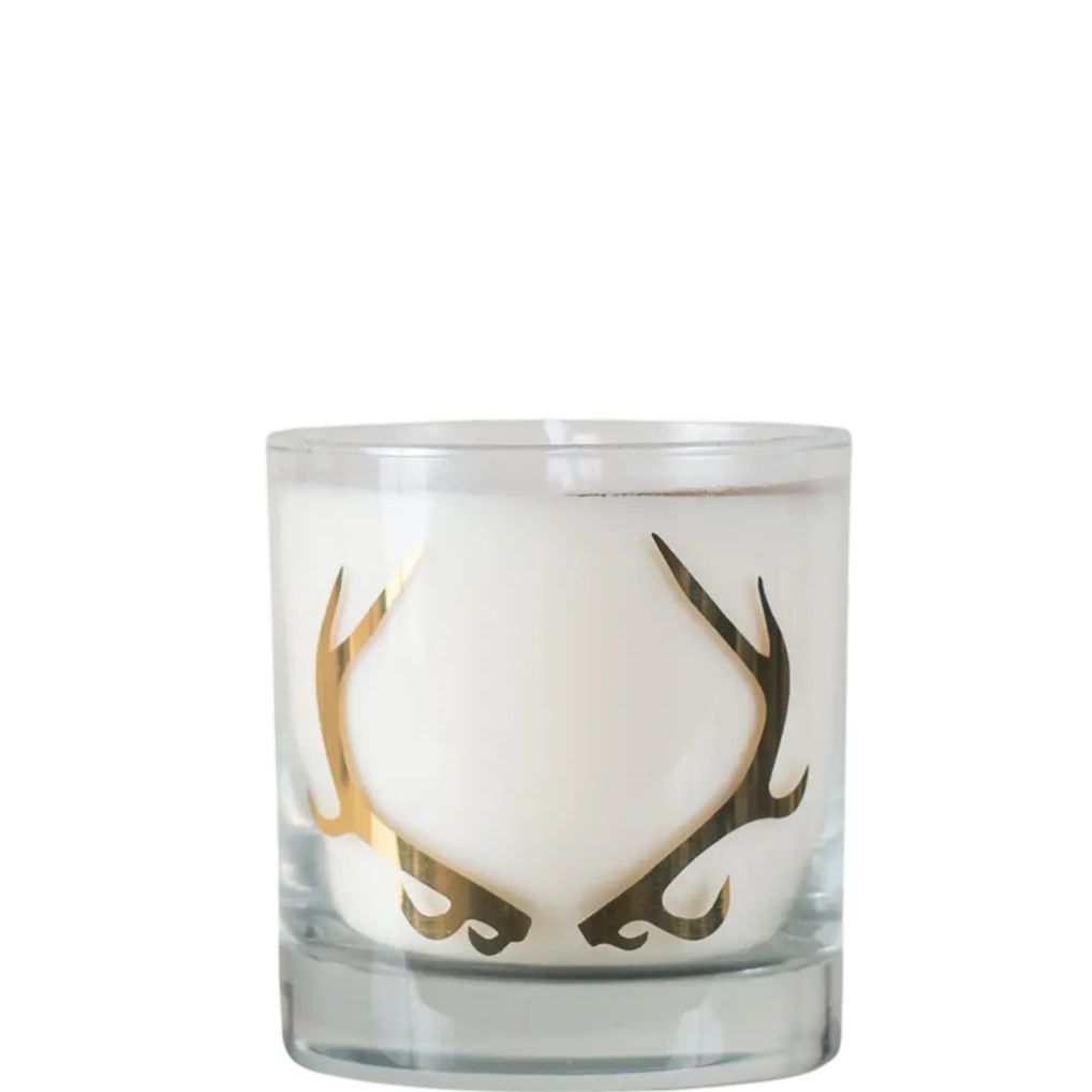 Mountain Pine Scented Antler Soy Candle w/ 20K Gold Screen Print