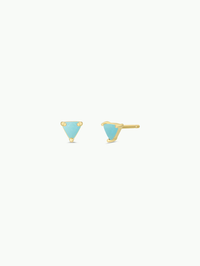 Mini Energy Gem - Amazonite - Gold Earrings