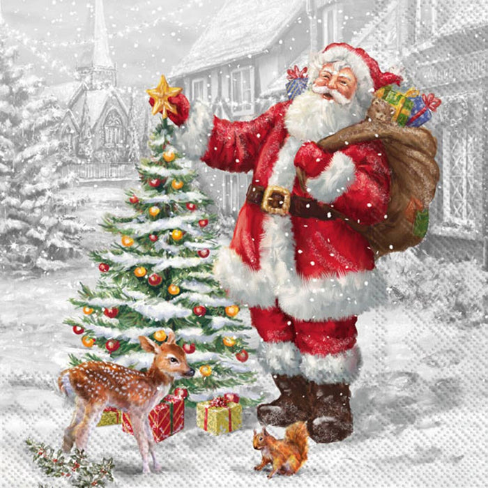 Santas Xmas Tree Christmas Paper Cocktail Napkins - 20CT