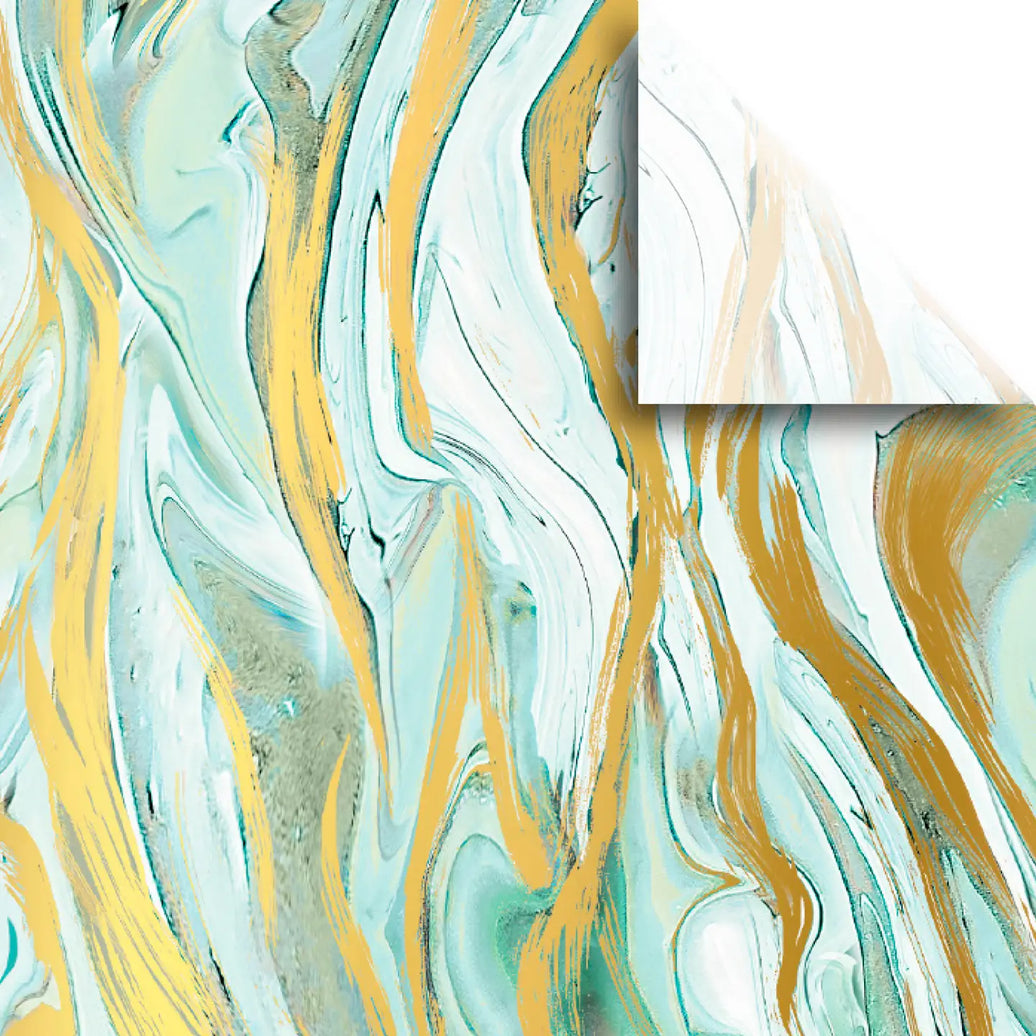 Marbleized Mint and Gold Tissue