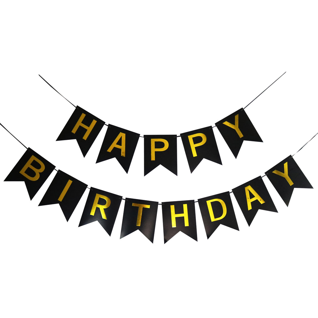Black and Gold Happy Birthday Banner