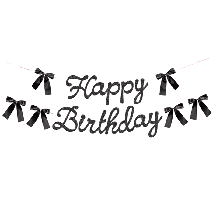 Black Bow Happy Birthday Banner