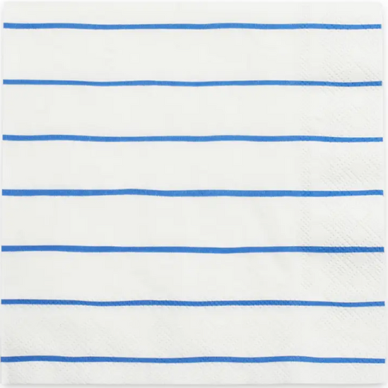 Frenchie Cobalt Blue Striped Dinner Napkins 16CT