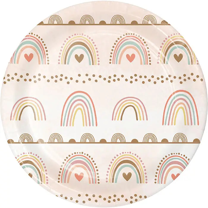 Boho Rainbow Dessert Plates 8CT