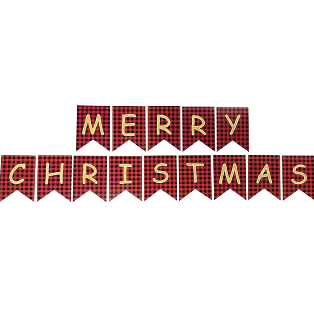 Merry Christmas Buffalo Plaid Banner