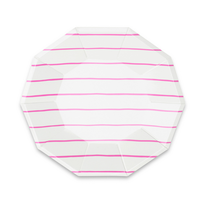 Frenchie Cerise Striped Dinner Plates 8CT