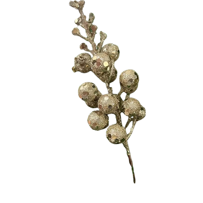 Champagne Metallic Berry Sprig