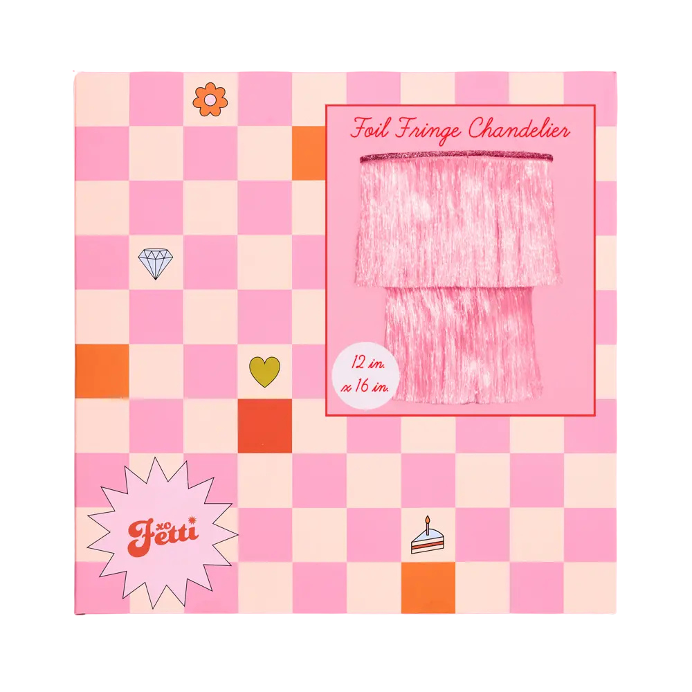 Pink Party Chandelier - iridescent foil 16"x12" fringe