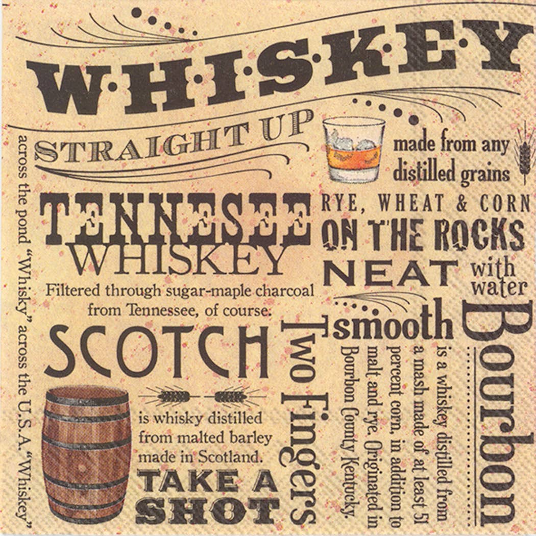 Whiskey Themed Cocktail Napkins - 20CT